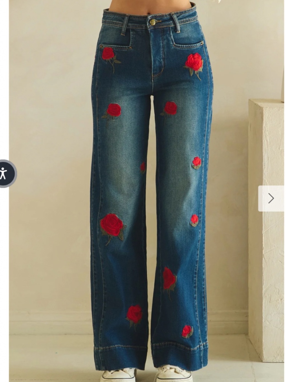🎉 OLI & HALI “ROBIN” OLI AND HALI ROSE EMBROIDERED DENIM PANTS JEANS 63
